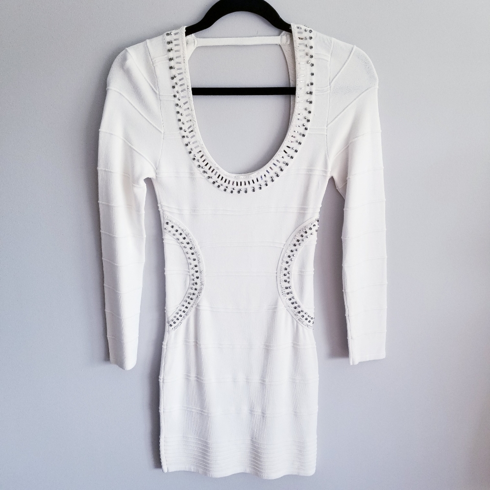 HotMiamiStyles.com bodycon long sleeve white dress